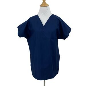 Allheart Unisex Scrub Top Adult Size XSM Navy Blue Cotton Blend Medical Uniform